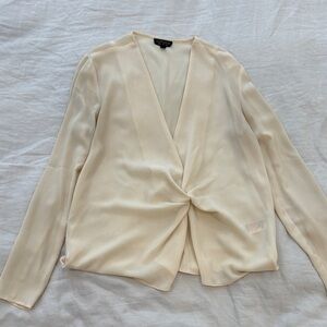 Topshop Cream Twist-Knot Drape Top